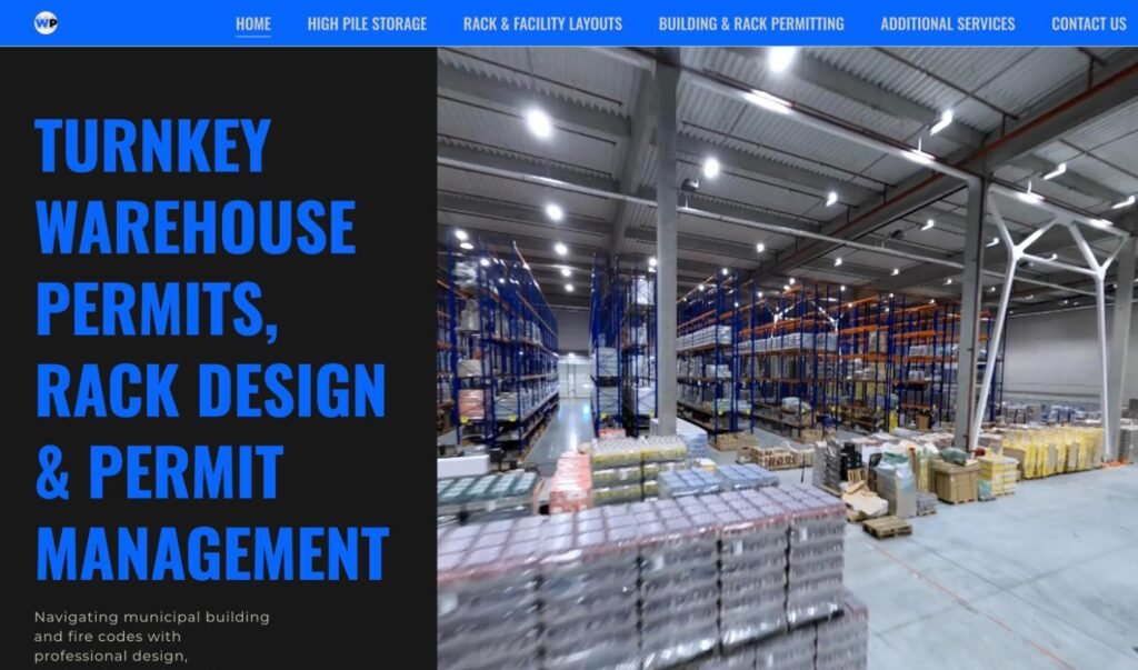 Warehouse Permits website homepage designed and built by Martelli Studios